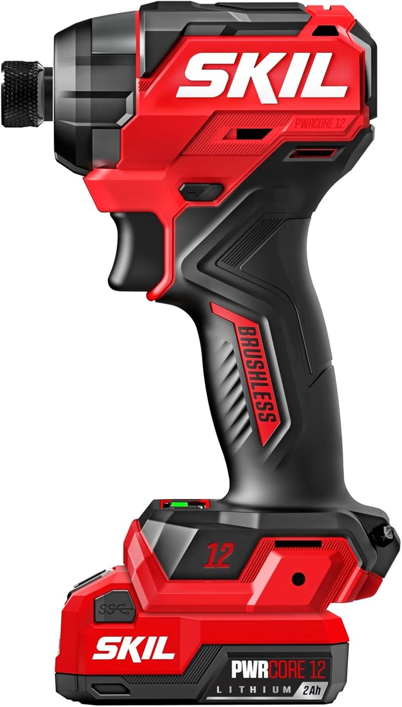 SKIL 12V Brushless Cordless 1/4-Inch Compact Impact Driver Kit Including 2.0Ah USB-C Battery and 20W Charger - ID6744A-11 - Image 2
